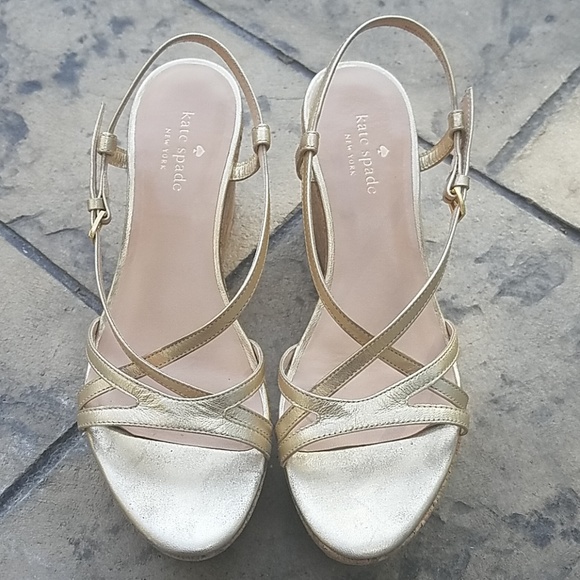 kate spade Shoes - Kate Spade gold wedges